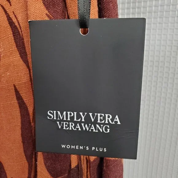 Simply Vera Wang NWT Sz 2X Dress Rayon Linen Tiered Ruffle Skirt Lined Maxi Full - Picture 13 of 16